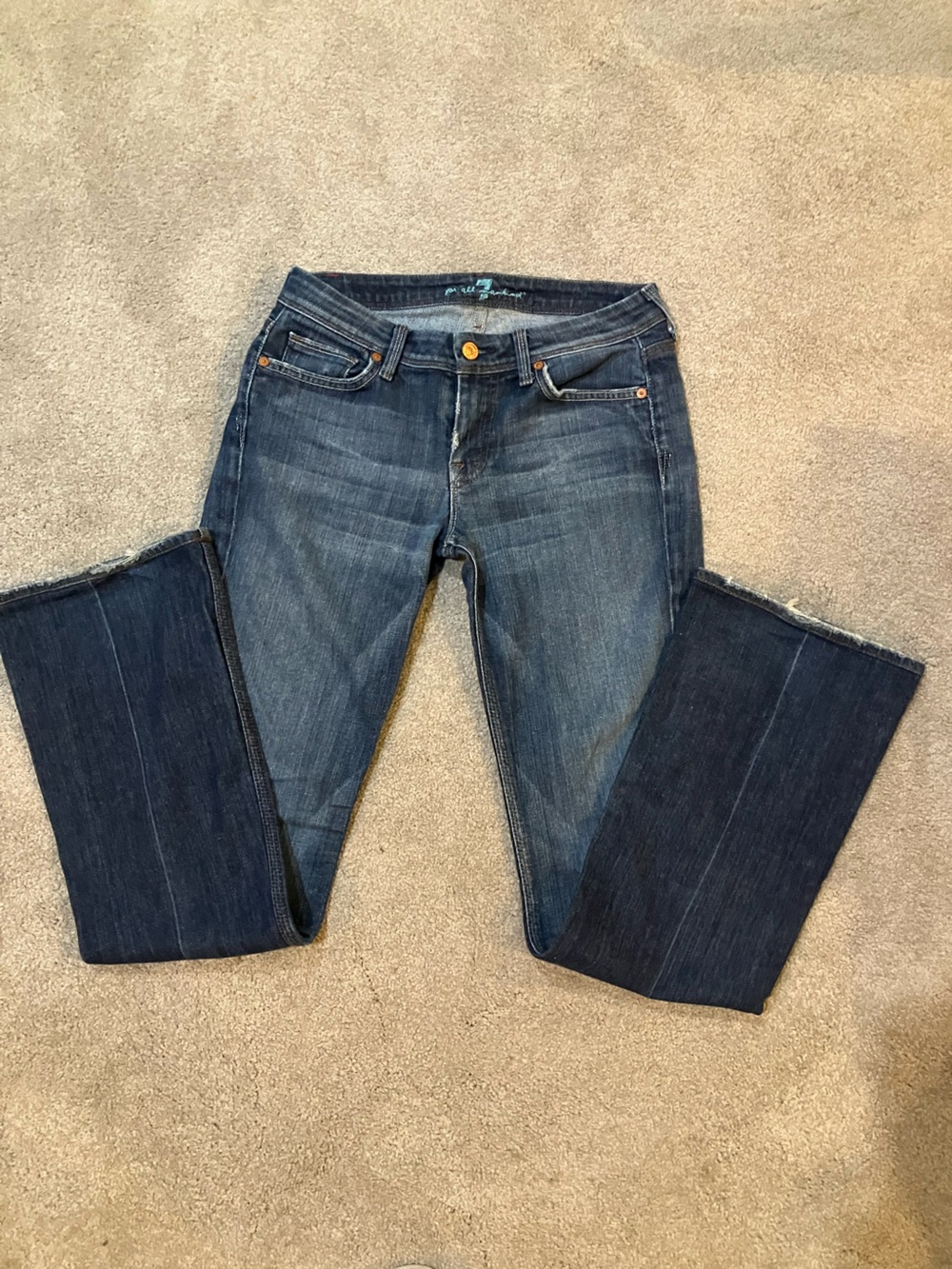 7 For All Mankind Women's Dark Blue Flare Jeans